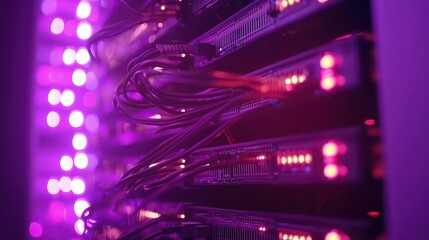 Wall Mural - network server room with glowing firewall symbols. secure data systems.