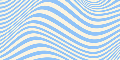 Poster - Abstract horizontal background with colorful waves. Trendy vector illustration in style retro 60s, 70s. Pastel colors