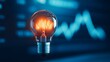 © IrisFocus - A glowing light bulb, a symbol of creativity and inspiration, stands out against a backdrop of a blue data graph.
