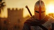 © Cherrin - A knight stands proudly in armor, illuminated by a golden sunset, symbolizing strength, valor, and the echoes of history.
