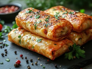 Romanian sarmale savory cabbage rolls served on a simple backdrop, featuring a touch of minimal garnish for an authentic presentation