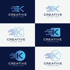 Artificial intelligence with letter K triangle geometric shapes technology Analysis logo vector design concept. AI technology logotype symbol for advance technology, tech company, identity, robot
