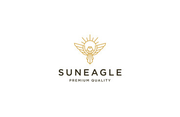 Eagle sun logo icon design template flat vector