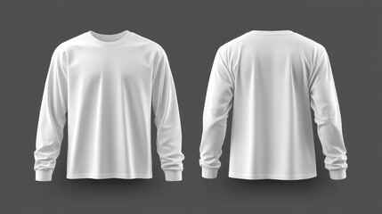 Wall Mural - Long sleeve plain white t-shirt mockup, with front view back, isolated on transparent background, generative ai