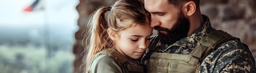 Tender Moment Between Father and Daughter in Uniform