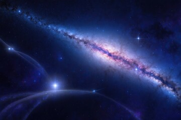 Wall Mural - galaxy blue night sky milky way and star on dark background. universe filled with stars, nebula and 