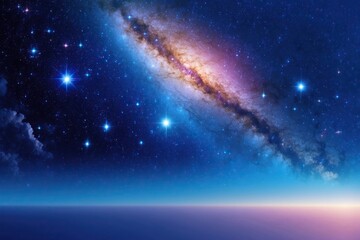 Wall Mural - galaxy blue night sky milky way and star on dark background. universe filled with stars, nebula and 