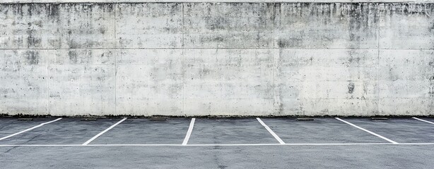 Fototapete - Abstract empty concrete wall background with parking space. Black and white image of an indoor or outdoor car park, with blank space for design