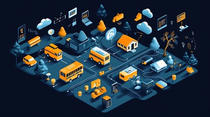Isometric illustration of the process from ideas icons