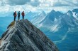 © Lubos Chlubny - Hikers reaching mountain summit enjoying scenic view