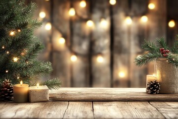 Wall Mural - Christmas time and desk of free space