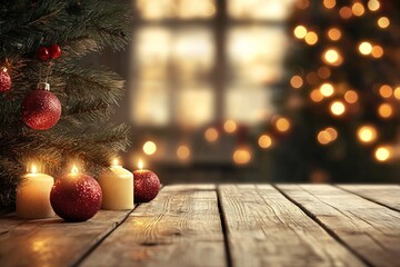 Wall Mural - Christmas time and desk of free space