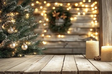 Wall Mural - Christmas time and desk of free space