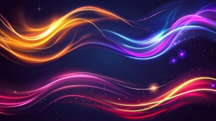 Wall Mural - illustrative representation of dynamic yellow, red, purple, and pink waves.