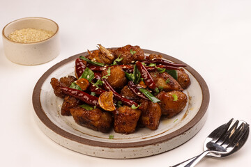 Canvas Print - Chongqing Chicken or Sichuan La Zi Ji is a Traditional Spicy Dish of Chicken and Dried Red Chilies.