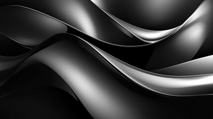Wall Mural - a mesmerizing abstract of flowing metallic silver hues, creating a dynamic and reflective surface. m