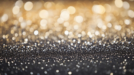 Wall Mural - glittering gold and silver bokeh lights create a festive, magical atmosphere. glistening silver glit