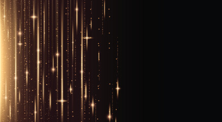 Wall Mural - abstract gold vertical flare line with glow effect background. magic particle burst with light beam 