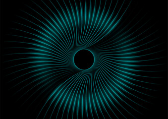 Poster - Dark blue minimal circular lines abstract glowing futuristic tech background. Vector digital art rays design