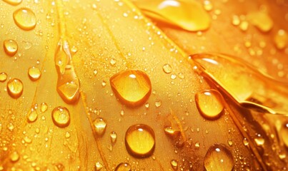 Wall Mural - Water droplets, vibrant mood, abstract texture, golden background