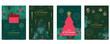 © piixypeach - Green Christmas festival background with geometric style.vector for a4 vertical design