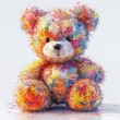 © cloud7days - Abstract style teddy bear, bold shapes, isolated on white background.
