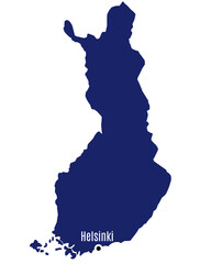Wall Mural - silhouette map of finland with country capitals