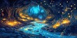 © Levan - A radiant twisting river within a cave, home to bioluminescent creatures, showcases a breathtaking depiction of an underwater landscape filled with glowing life.