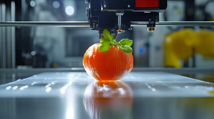 Closeup of a 3D printer creating 3D printed food, future of food production