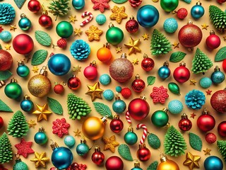 Bright and colorful Christmas-themed background design for holiday projects. Perfect for enhancing festive creativity with vibrant patterns that evoke the spirit of celebration.