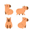 © rosypatterns - Adorable capybara character vector set
