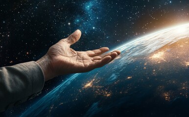 the greatness of the cosmos and the touch to the galaxy