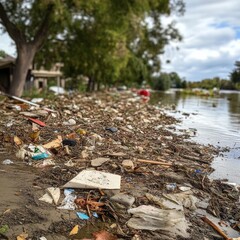 Debris from flood at high water mark