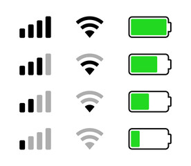 Wall Mural - iphone wifi battery signal mobile data notification bar vector icon set