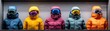 © Boontharika - Colorful winter jackets lined up with ski goggles, showcasing vibrant outdoor gear for extreme weather conditions in a stylish display.