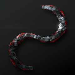 Leinwandbilder - Abstract composition of intertwined red-black metallic shiny rectangles in the shape of the letter S. 3d rendering digital illustration