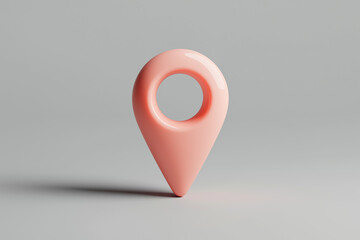 3D location pin on neutral background. Location point marker or navigation pin icon sign. Gps, navigation symbol, destination pointer marker, route sign, delivery address target.