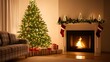 © นิศรา อ่วมเกิด - Cozy Christmas Living Room Fireplace