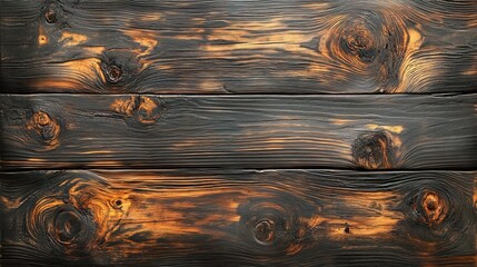 Wall Mural - Wood plank texture with a burnt wood finish