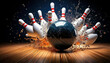 © Craitza - Power Strike - A bowling ball shatters all pins from the first attempt