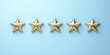 © kiimoshi - Five golden stars on a light blue background, symbolizing excellence and rating.
