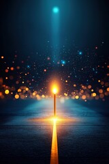 Wall Mural - a single candle is lit on a dark road