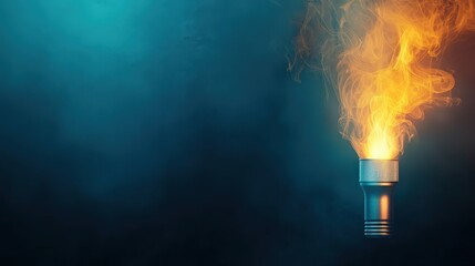 Wall Mural - a lit torch is on a dark background