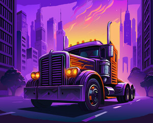 american truck, bold negative color illustration