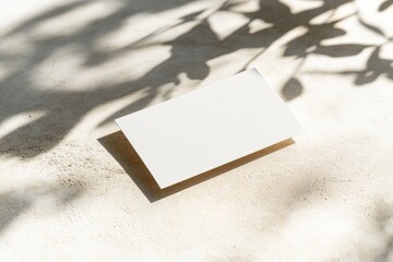 Leinwandbilder - A minimalistic image of a blank business card placed on a light surface with artistic shadows, highlighting the texture and elegance of simplicity.