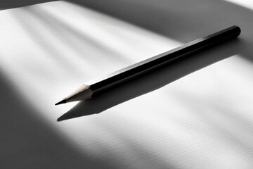 Aufkleber - An artistic image showcasing the play of shadows from a pencil laid on plain paper, revealing nuances of light and shadow creating a minimalist visual impact.