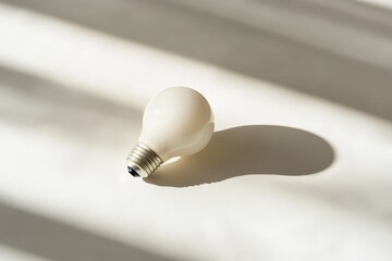 Aufkleber - A single, frosted light bulb on a bright surface casting a distinct shadow, emphasizing minimalist design and simplicity in composition and lighting.