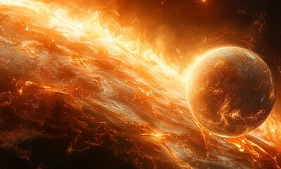 Wall Mural - the movement of the fiery planets in space