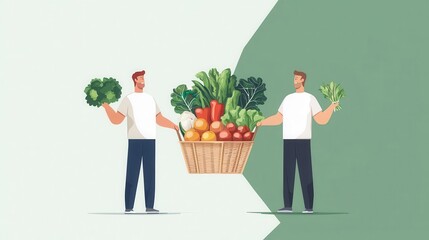 Shopper comparing organic produce with regular, price vs health value