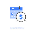 © tomasknopp - Simple visualised subscription icon symbol with a calendar and a processing arrow with a dollar symbol.